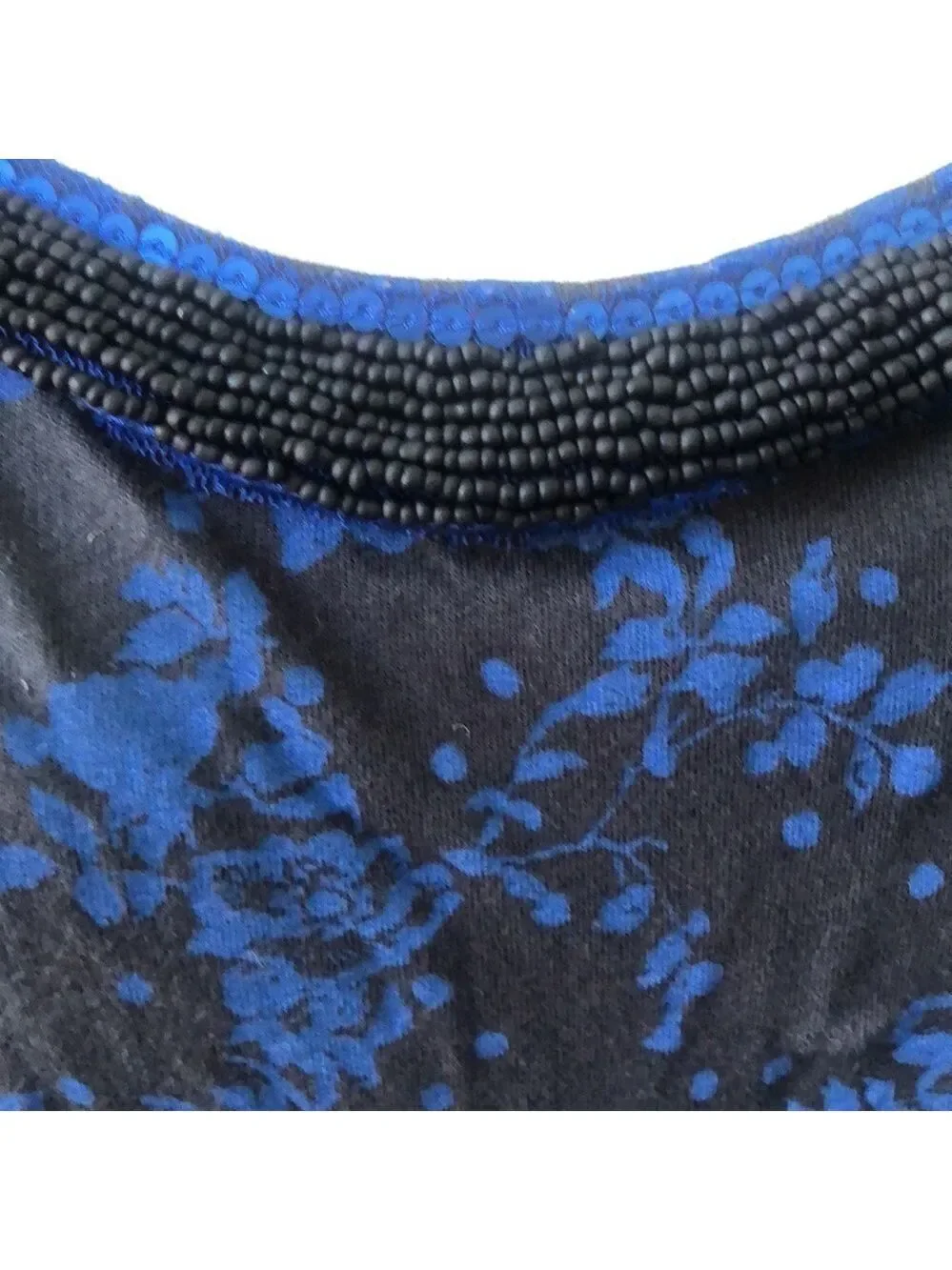 Free People Lace Cross Back Floral Beaded Tank Top Size Medium